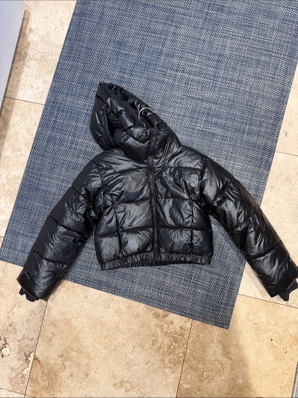 all in motion Black Cropped Hooded Puffer Jacket